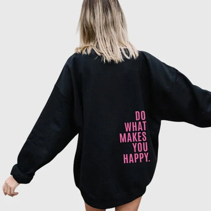 Women's oversized hoodie with motivational back print – Black