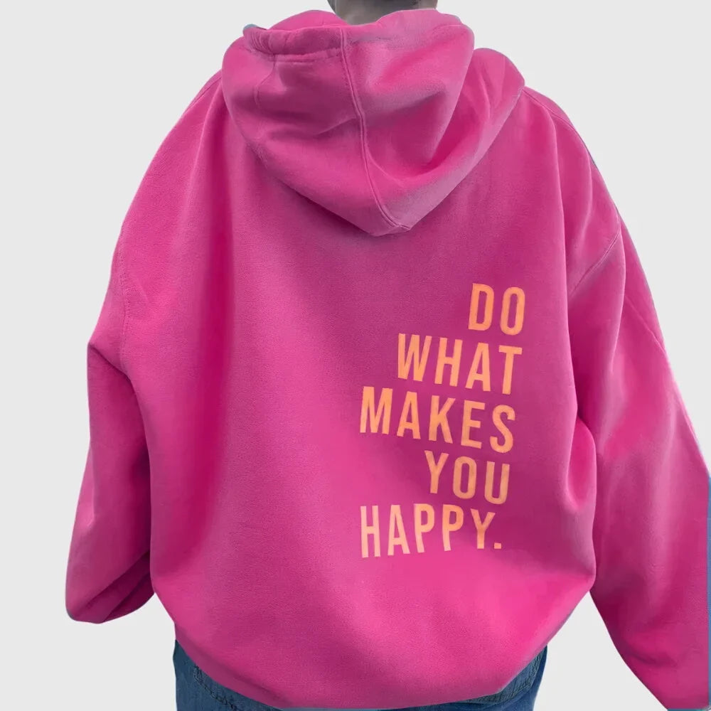 Women's oversized hoodie with motivational back print – Dark Pink