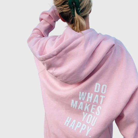 Women's oversized hoodie with motivational back print – Light Pink - White Print