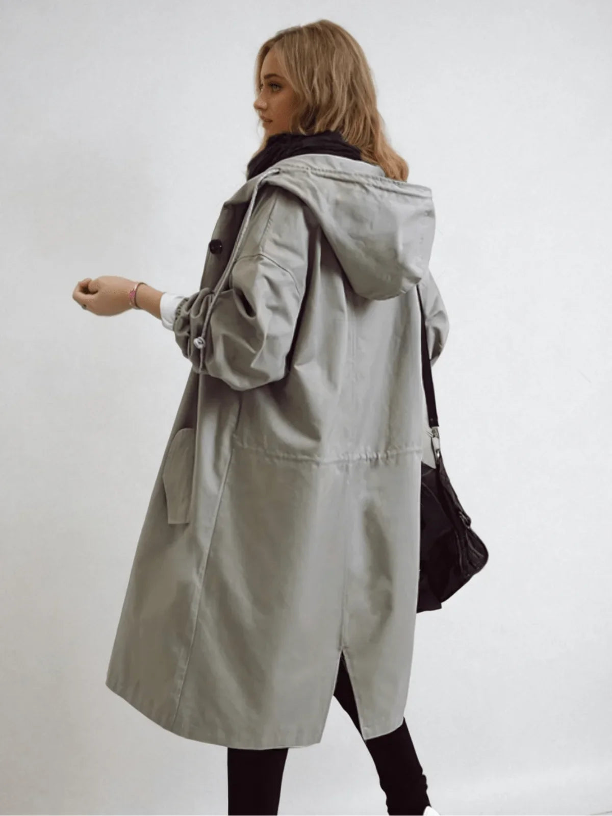 Women's oversized button-down trench coat with relaxed fit