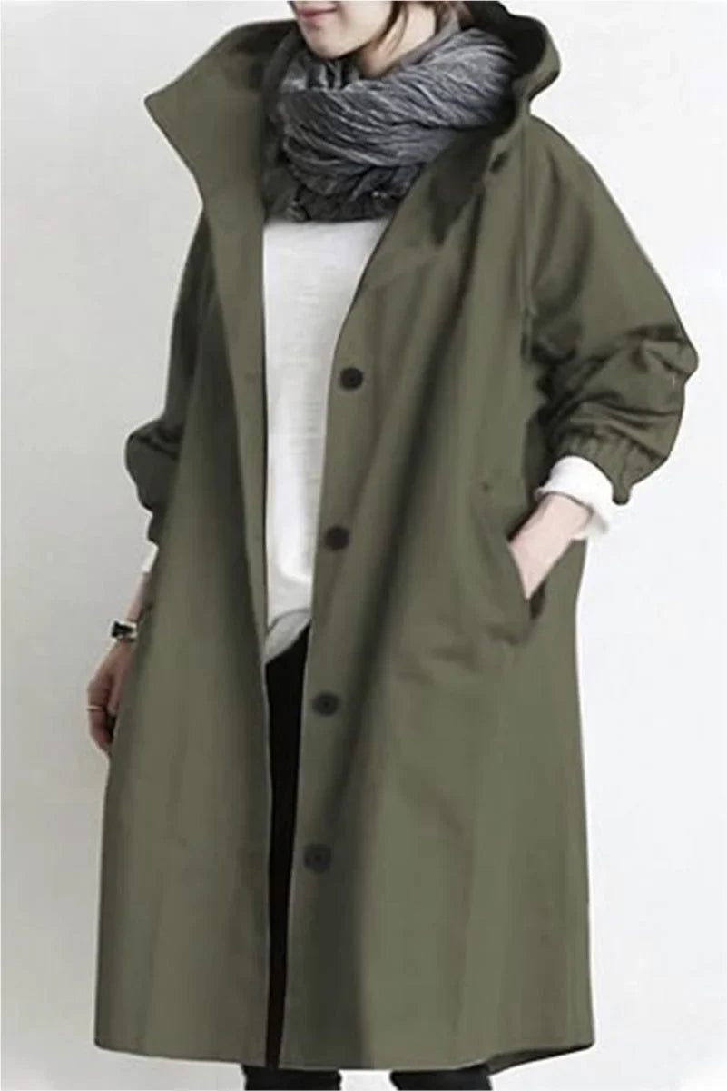 Women's oversized water-resistant windbreaker jacket – Army Green