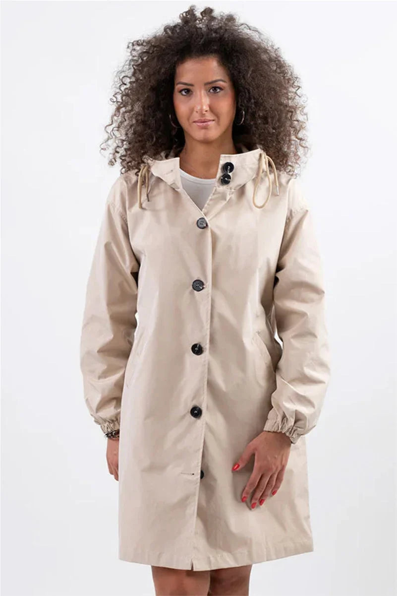 Women's oversized water-resistant windbreaker jacket – Beige