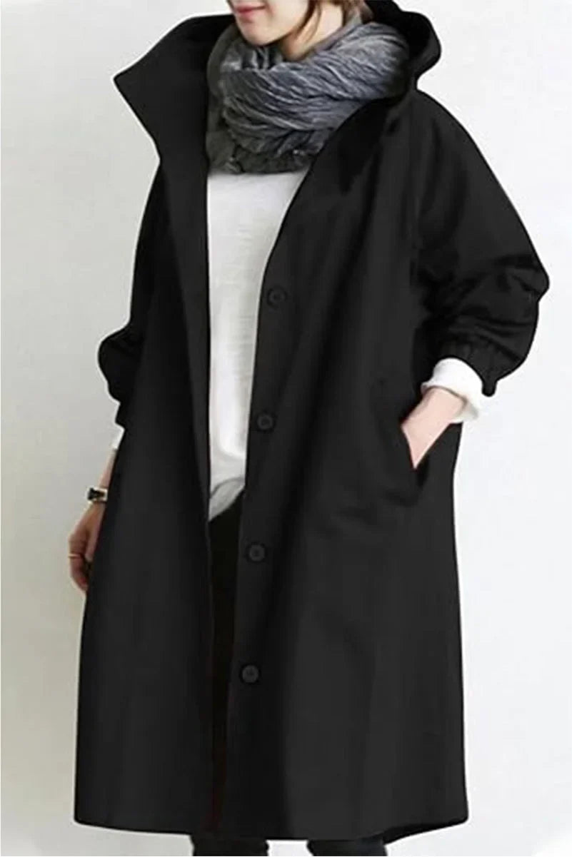 Women's oversized water-resistant windbreaker jacket – Black