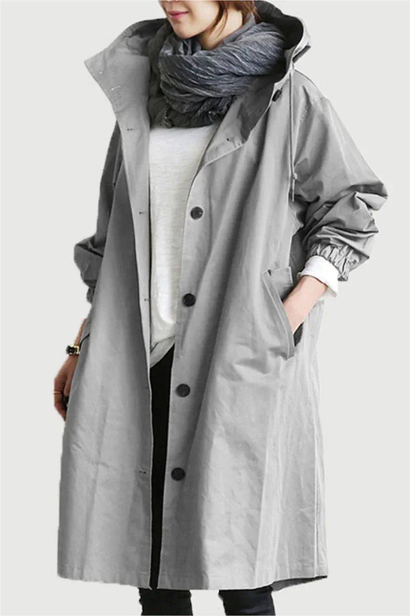 Women's oversized water-resistant windbreaker jacket – Ice Grey