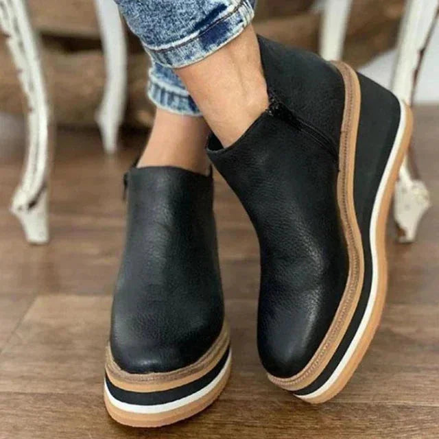 Women's suede slip-on Chelsea boots with platform sole