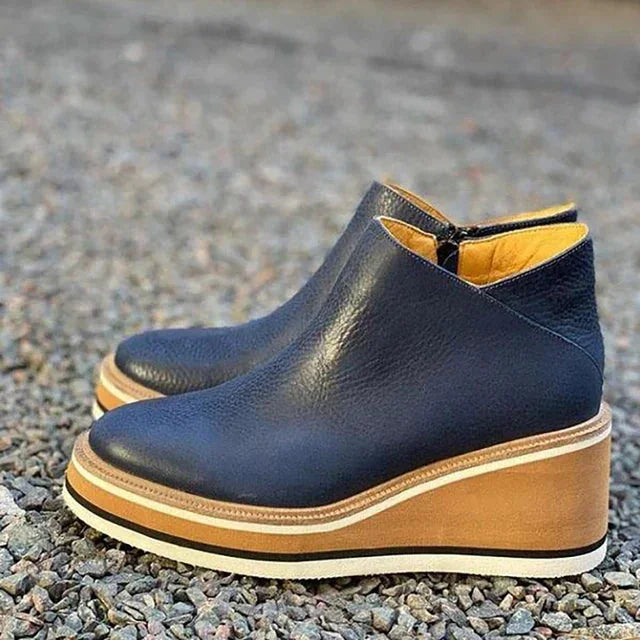 Women's suede slip-on Chelsea boots with platform sole – Blue