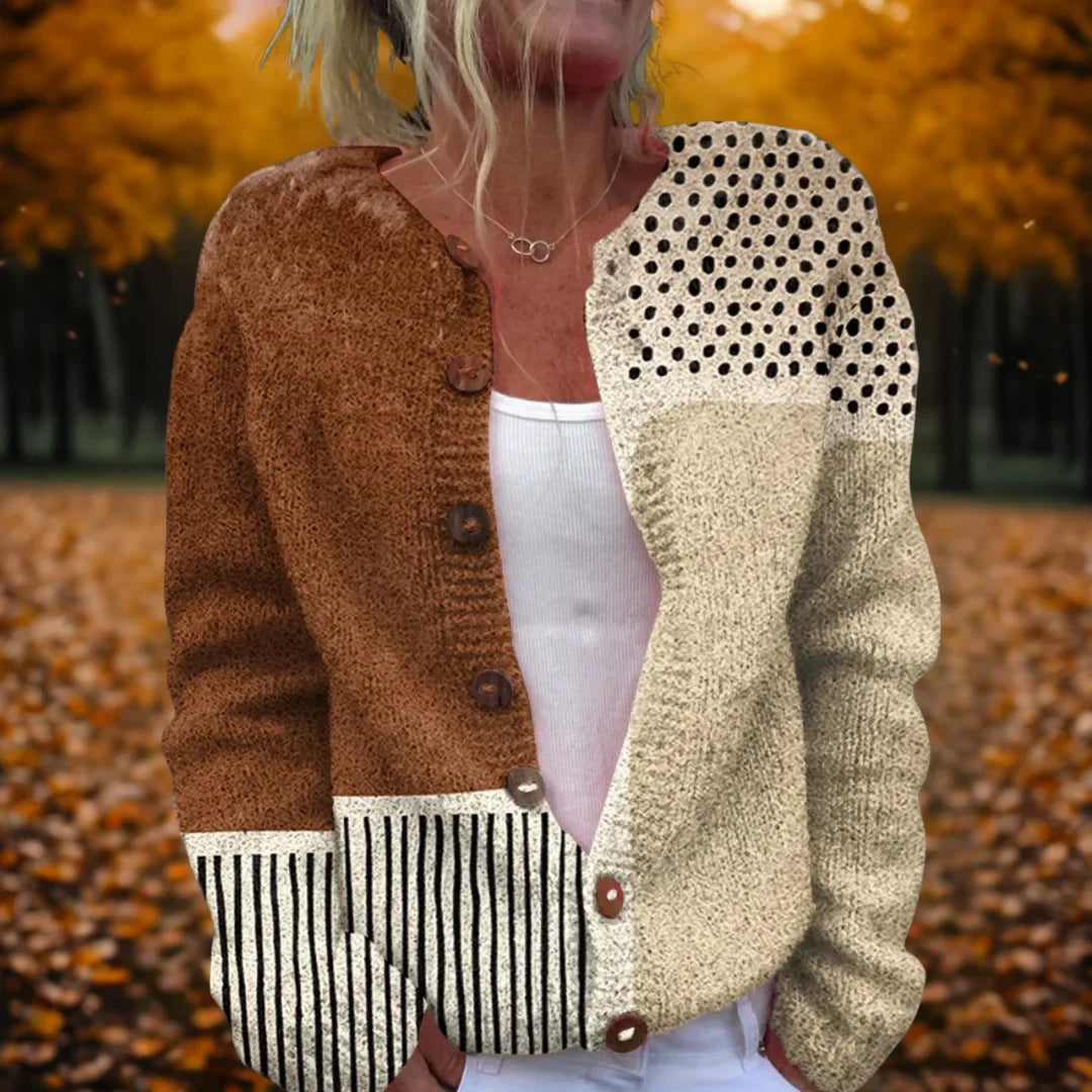 Women's polka dot print open-front knit cardigan – MultiColour