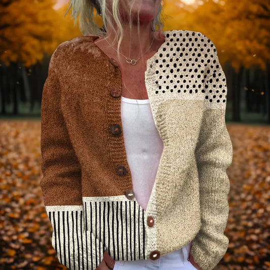 Women's polka dot print open-front knit cardigan – MultiColour