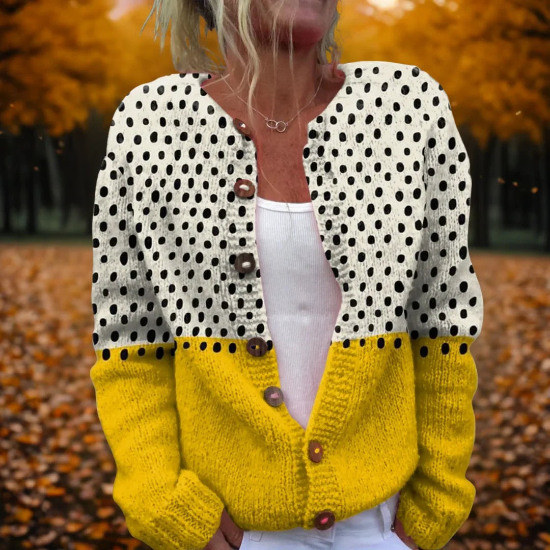 Women's polka dot print cardigan with relaxed drape – MultiColour