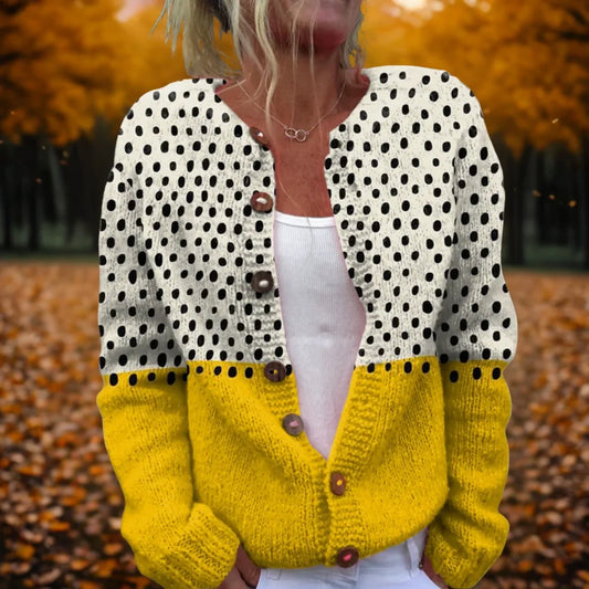 Women's polka dot print cardigan with relaxed drape – MultiColour