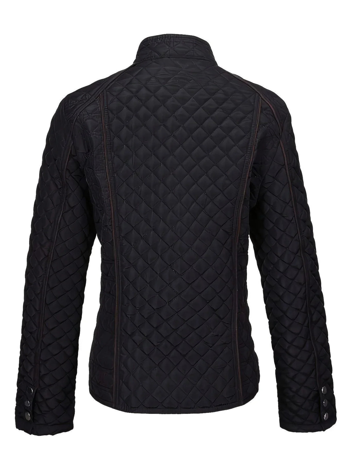 Women's quilted jacket with stand collar and zip front