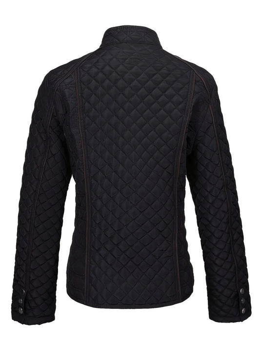 Women's quilted jacket with stand collar and zip front