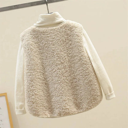 Women's ribbed knit button-up vest with relaxed fit detail