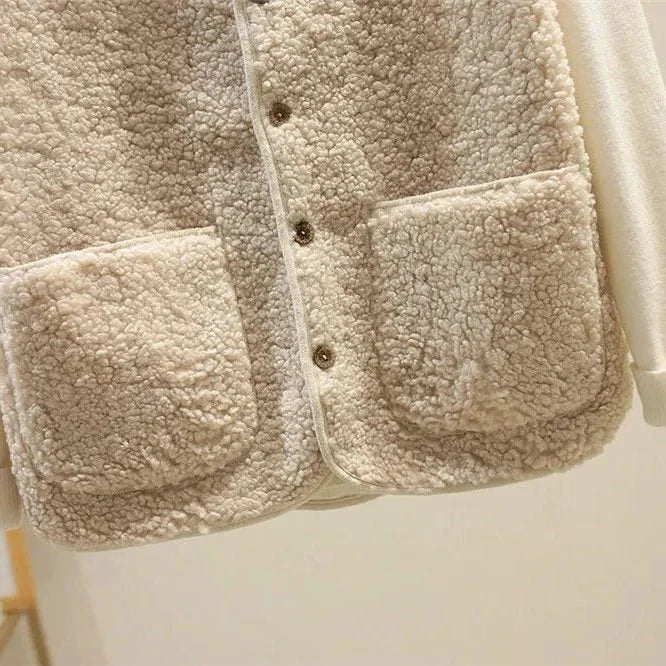 Women's ribbed knit button-up vest with relaxed fit detail