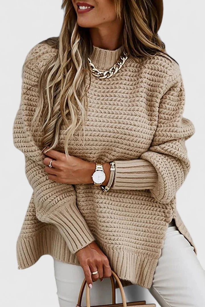 Women's ribbed knit sweater set with matching tie belt