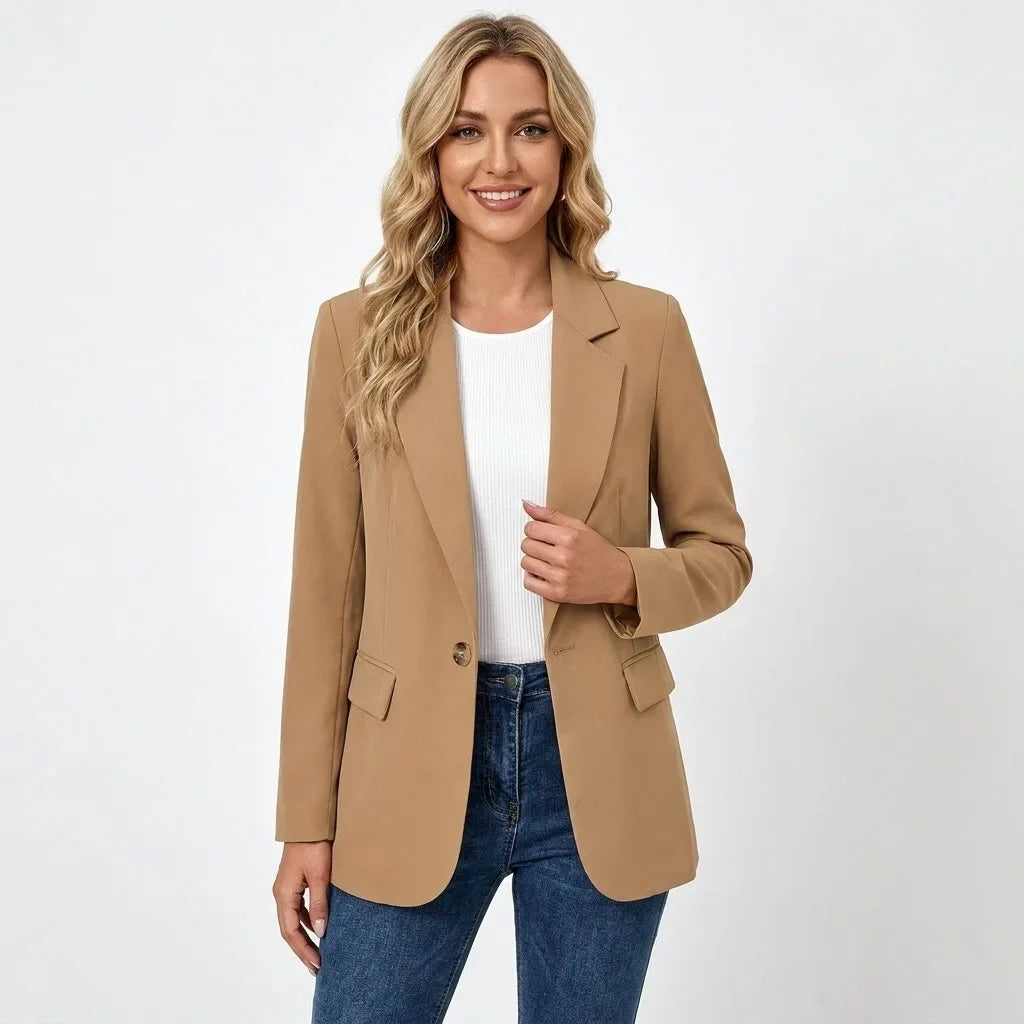 Women's single-breasted tailored blazer with notch lapel