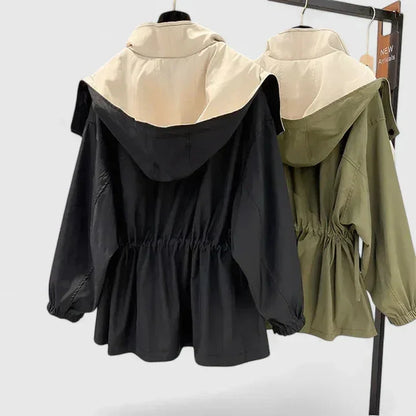 Women's zip-up collared jacket with two-tone colourblock