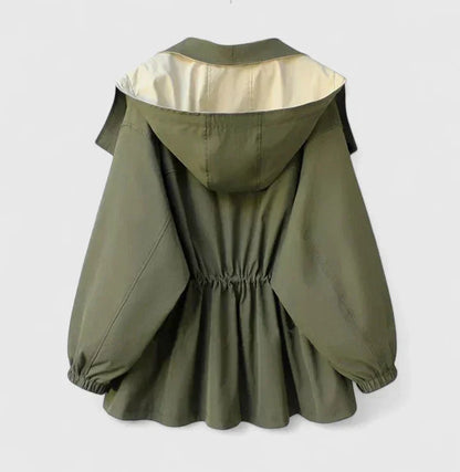Women's zip-up collared jacket with two-tone colourblock