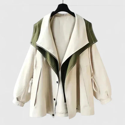 Women's zip-up collared jacket with two-tone colourblock – White