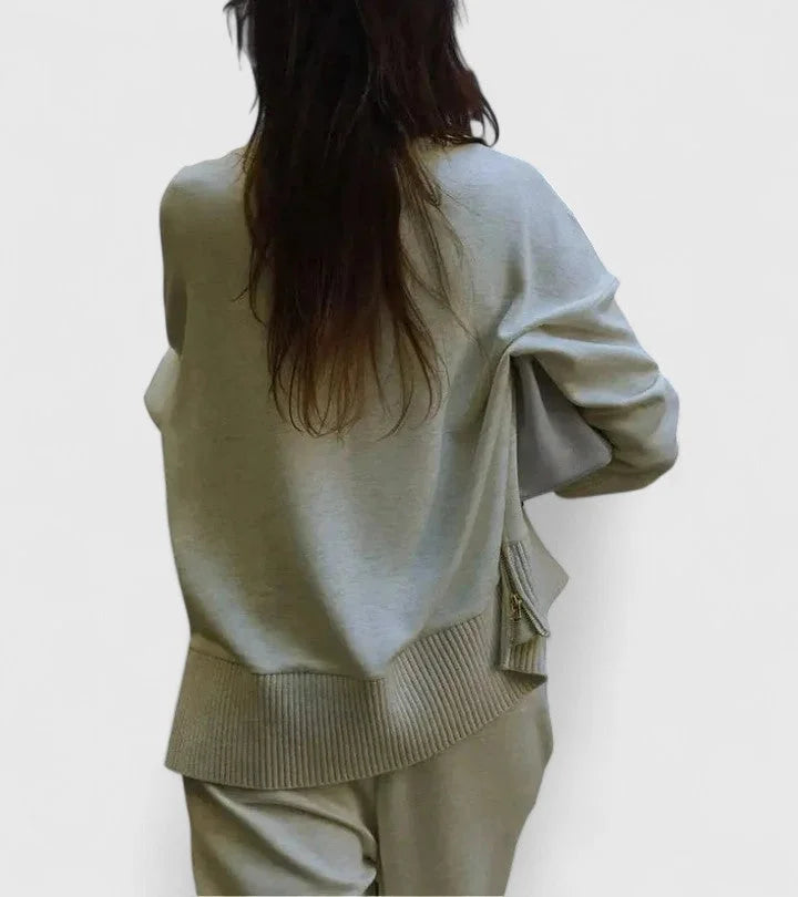 Women's knit roll neck two piece set with wide leg