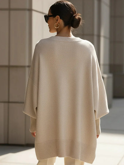 Women's knitted jumper, oversized wool blend