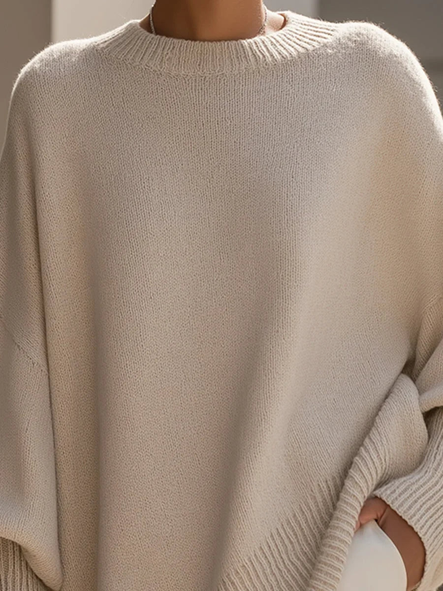 Women's knitted jumper, oversized wool blend