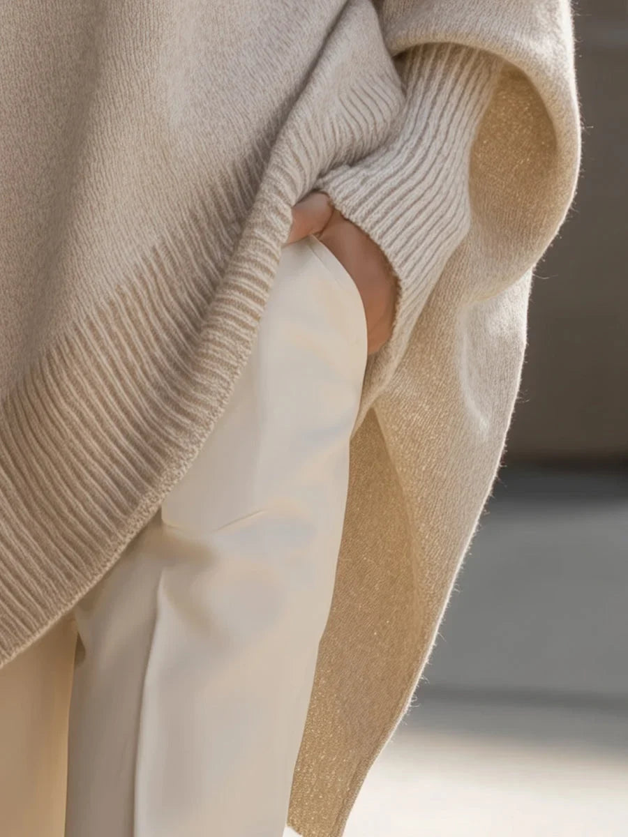 Women's knitted jumper, oversized wool blend
