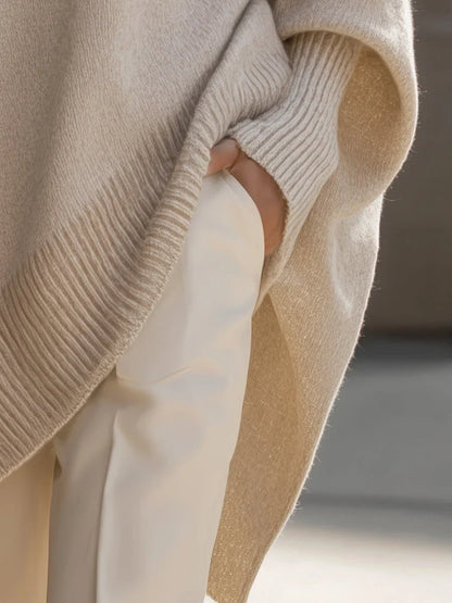 Women's knitted jumper, oversized wool blend