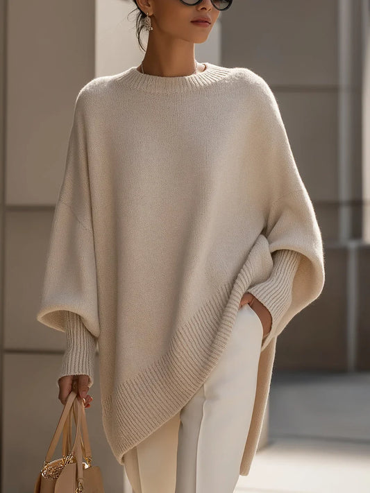 Women's knitted jumper, oversized wool blend – Beige (Almost Sold Out)