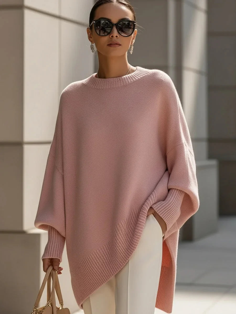 Women's knitted jumper, oversized wool blend – Pink