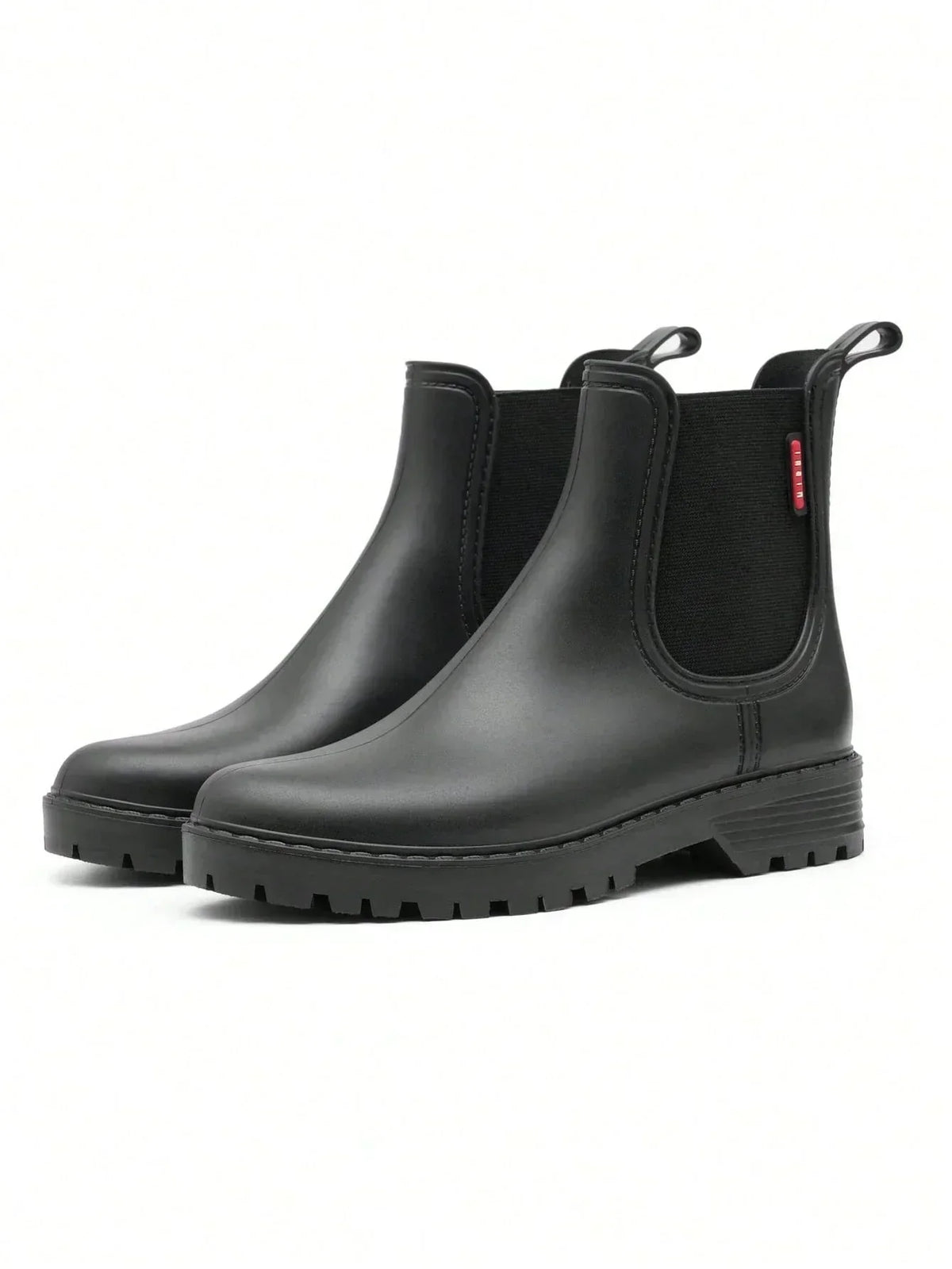 Women's waterproof Chelsea rain boots with matte finish – Black