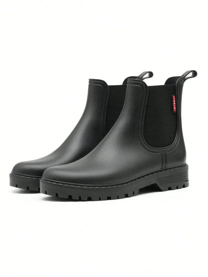 Women's waterproof Chelsea rain boots with matte finish – Black