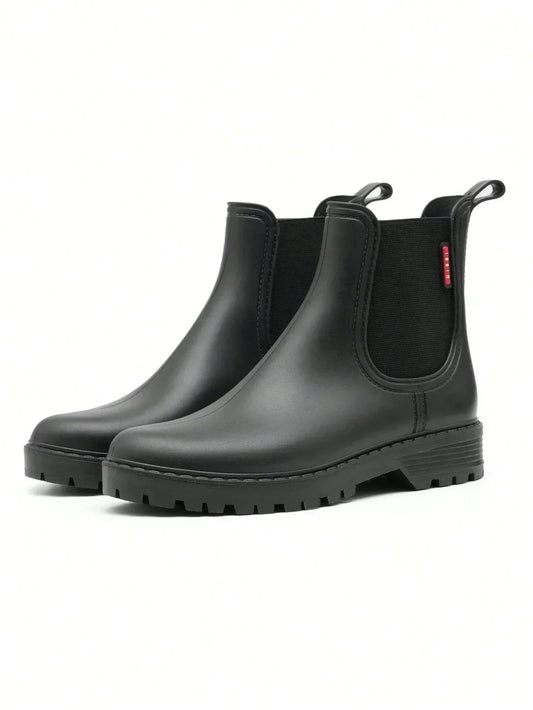 Women's waterproof Chelsea rain boots with matte finish – Black
