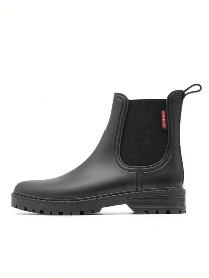 Women's waterproof Chelsea rain boots with matte finish – Black
