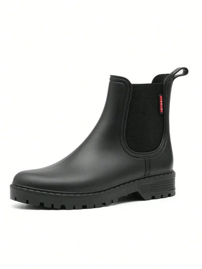 Women's waterproof Chelsea rain boots with matte finish – Black