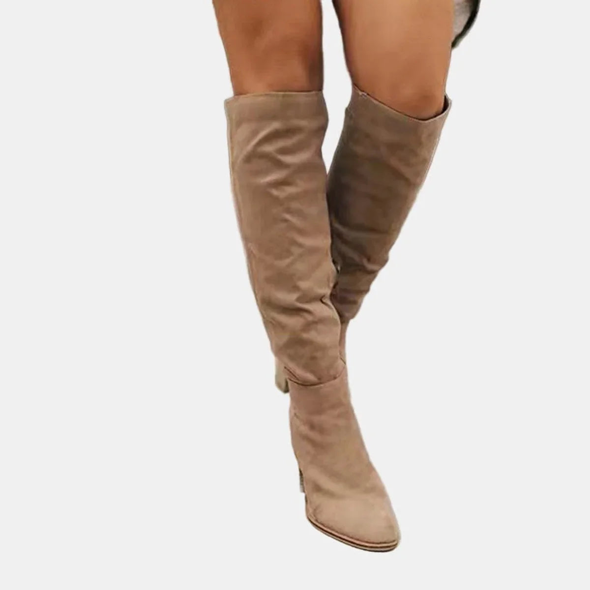 Women's stretch over-the-knee boots with block heel detail