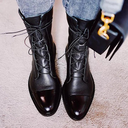 Women's leather ankle boots with all-day comfort – Black