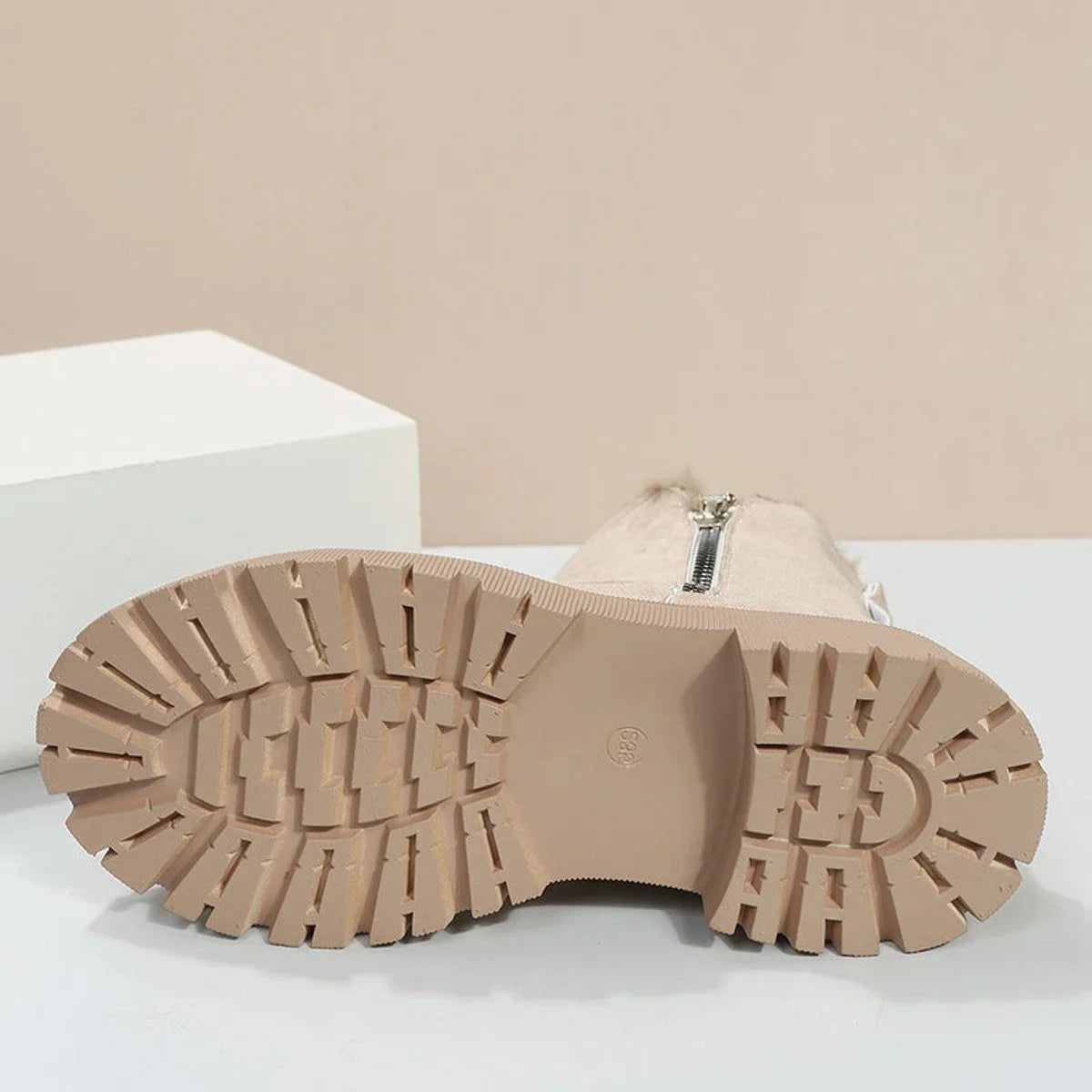 Women's suede slip-on ankle boots with fleece lining detail