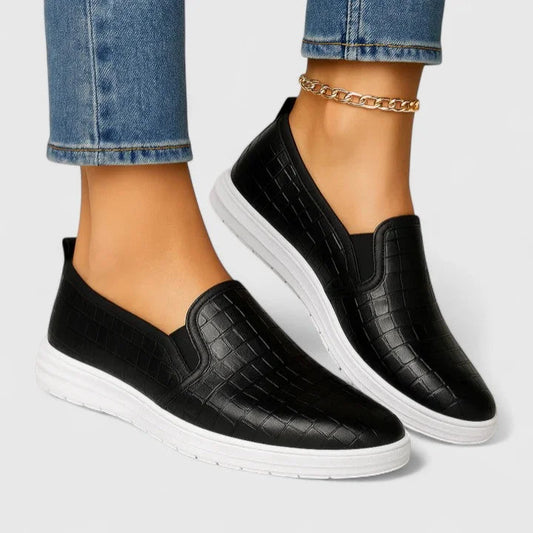 Women's stretch-panel loafers with cushioned sole – Black
