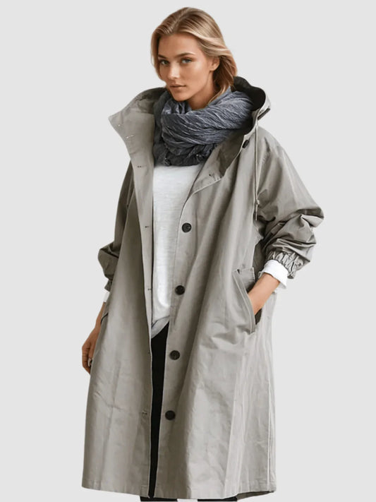 Women's water repellent lightweight trench coat – Gray