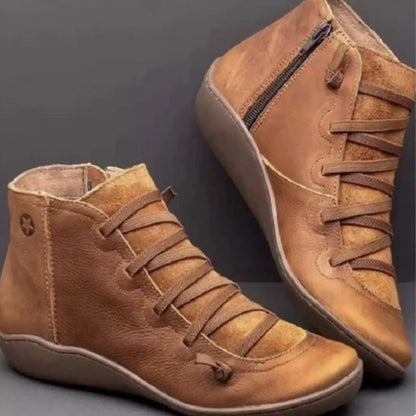 Women's ankle boots with lace-up front for casual wear – Brown
