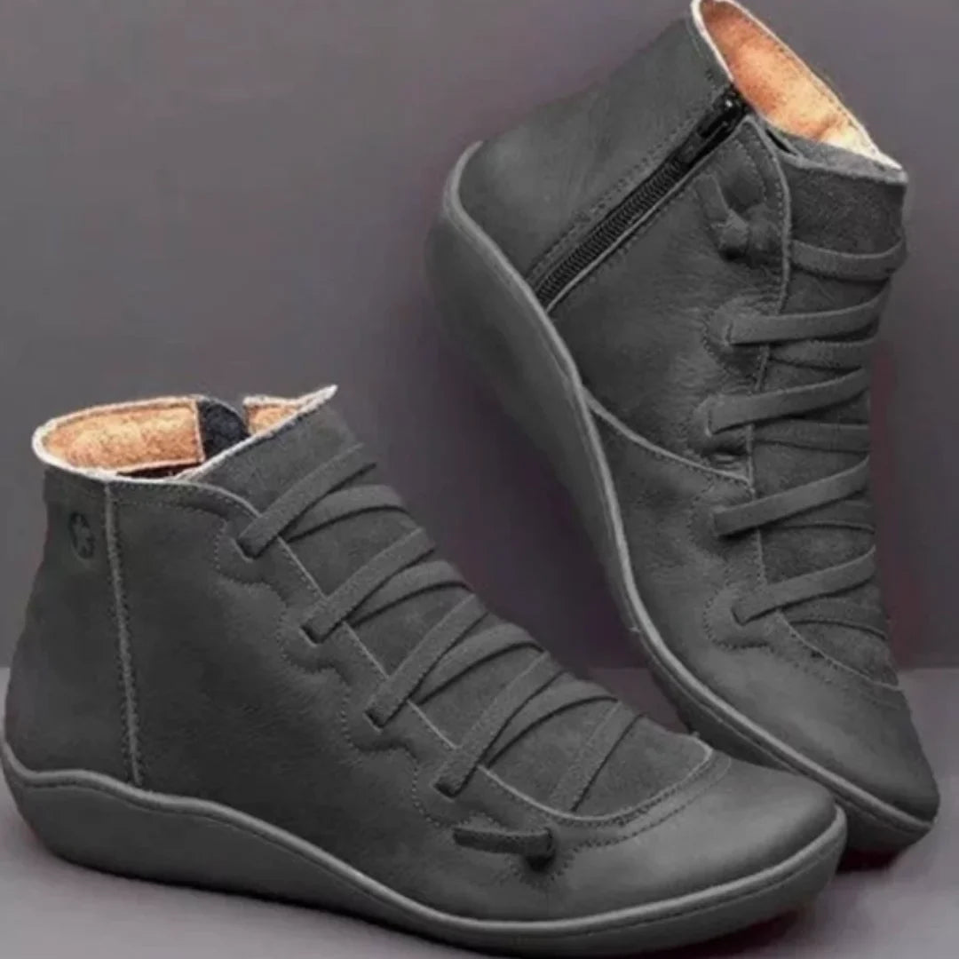 Women's ankle boots with lace-up front for casual wear – Dark Brown