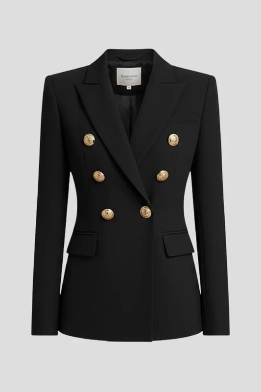 Women’s double-breasted blazer with tone button details