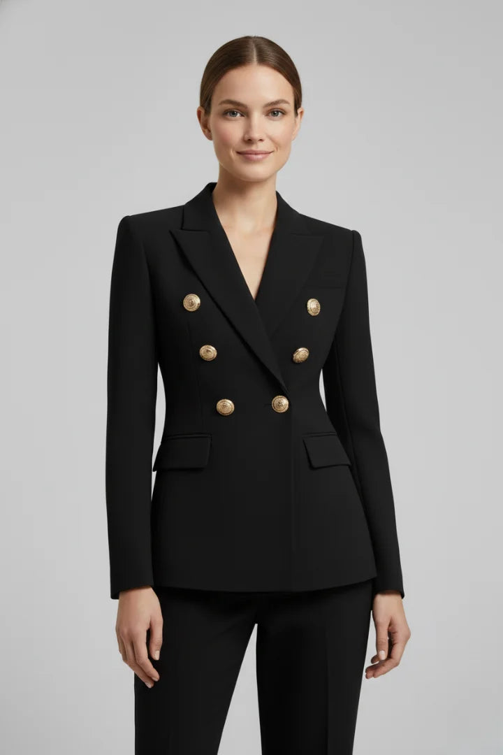 Women’s double-breasted blazer with tone button details