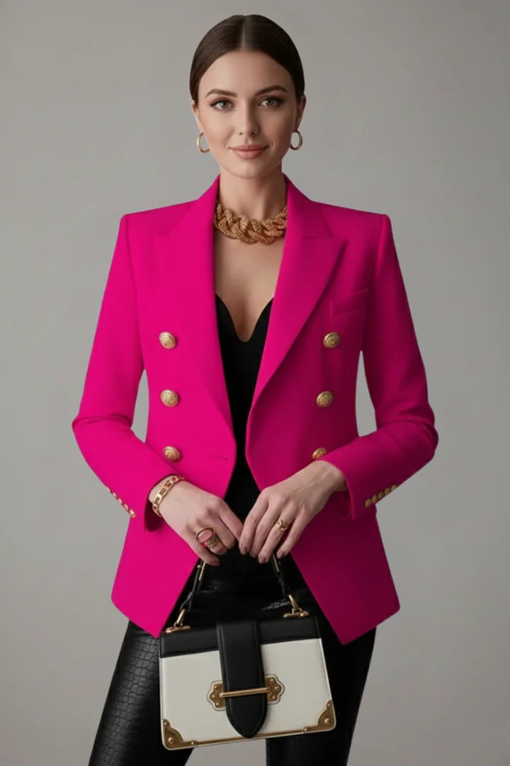 Women’s double-breasted blazer with tone button details – Pink