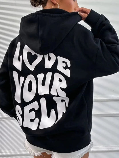 Women’s hoodie with drawstring hood and front kangaroo pocket