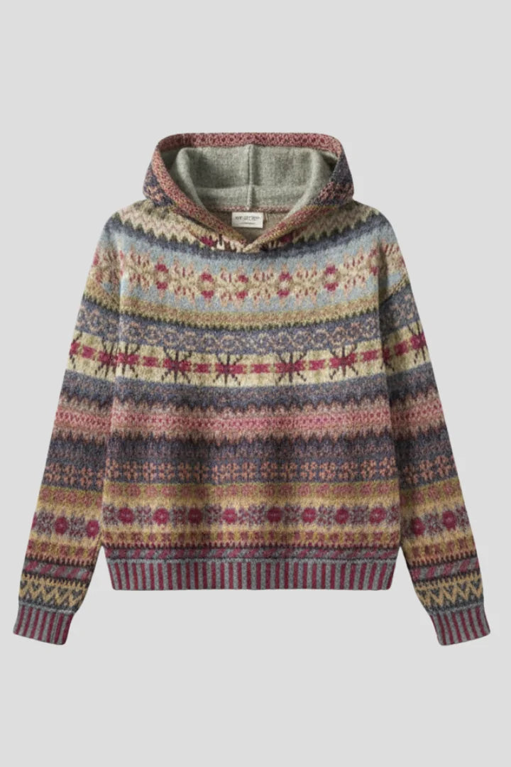 Women's hoodie with hood and ribbed cuffs – Brown