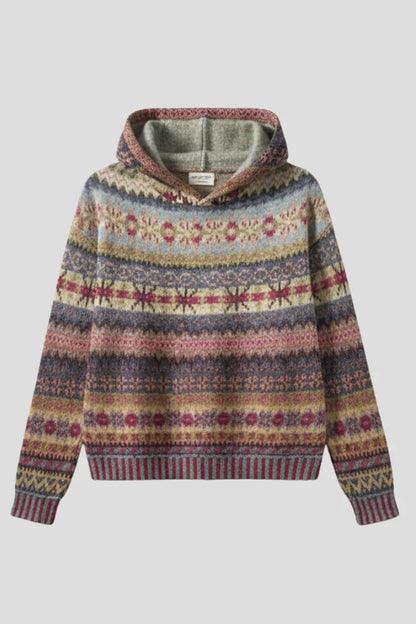 Women's hoodie with hood and ribbed cuffs – Brown