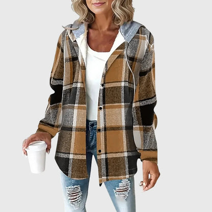 Women's mesh button placket jacket – Brown