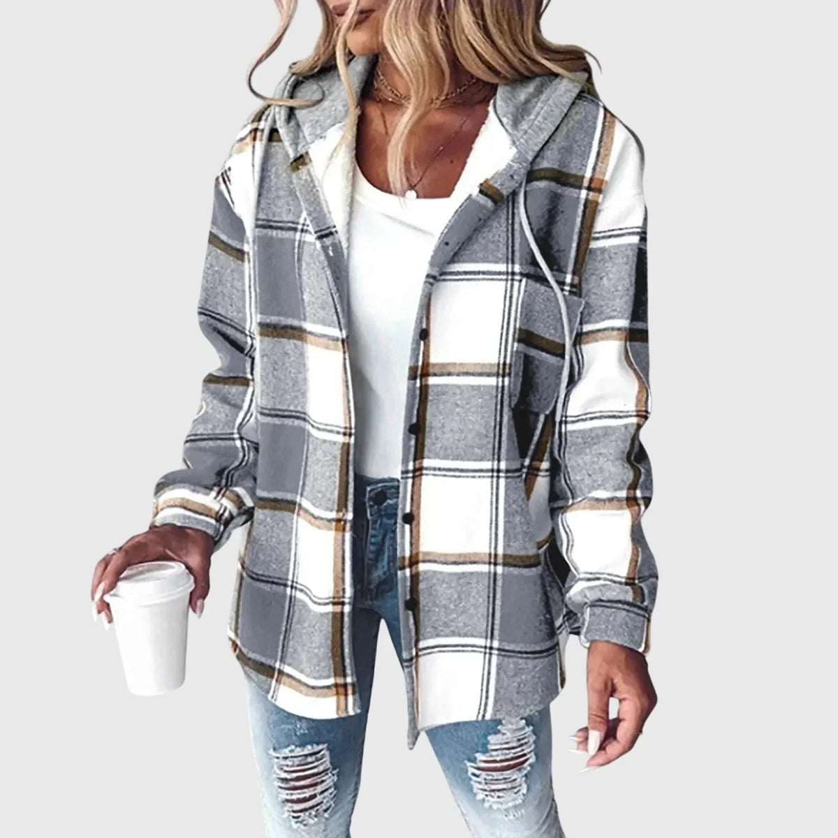 Women's mesh button placket jacket – Grey